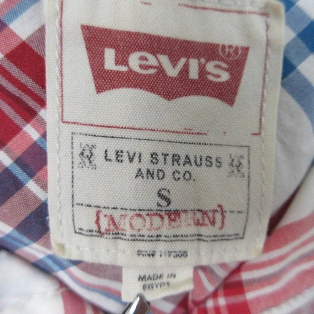 Vintage Levis Shirt Men S Red Blue White Plaid Preppy Americana Outdoorsy Casual